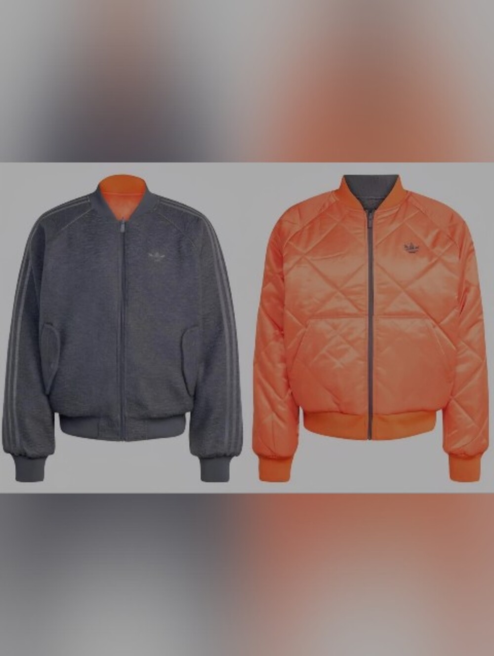 New Adidas Reversible XL Superstar Bomber Jacket Gray/Orange KR7618